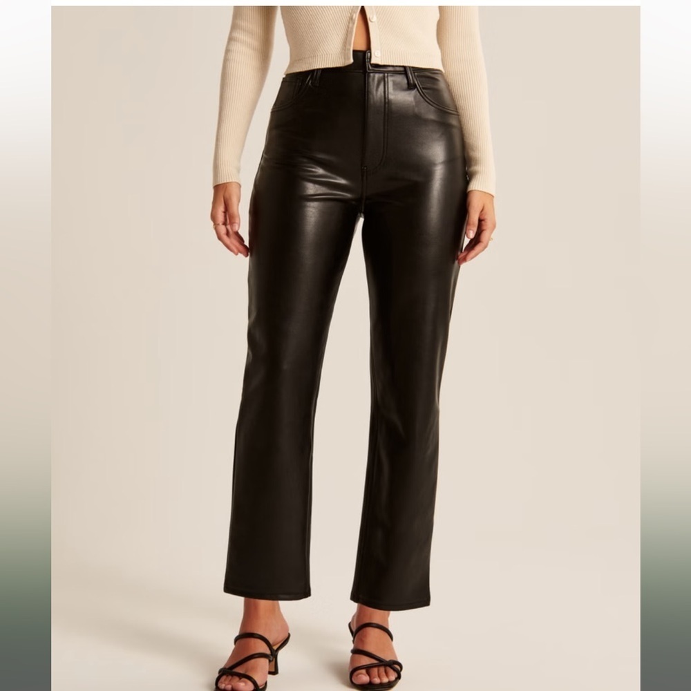 Abercrombie and Fitch Curve Love Ankle Straight Ultra High Rise Faux Leather